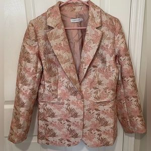 JUSTFAB Metallic Floral Jacquard Blazer Jacket NWT Size Small